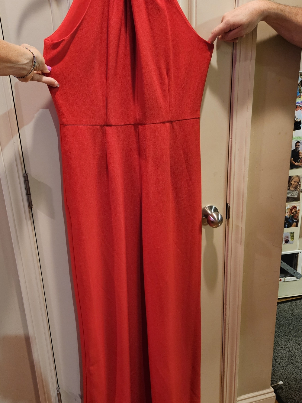julia jordan Red Sleeveless Jumpsuit with High Neck